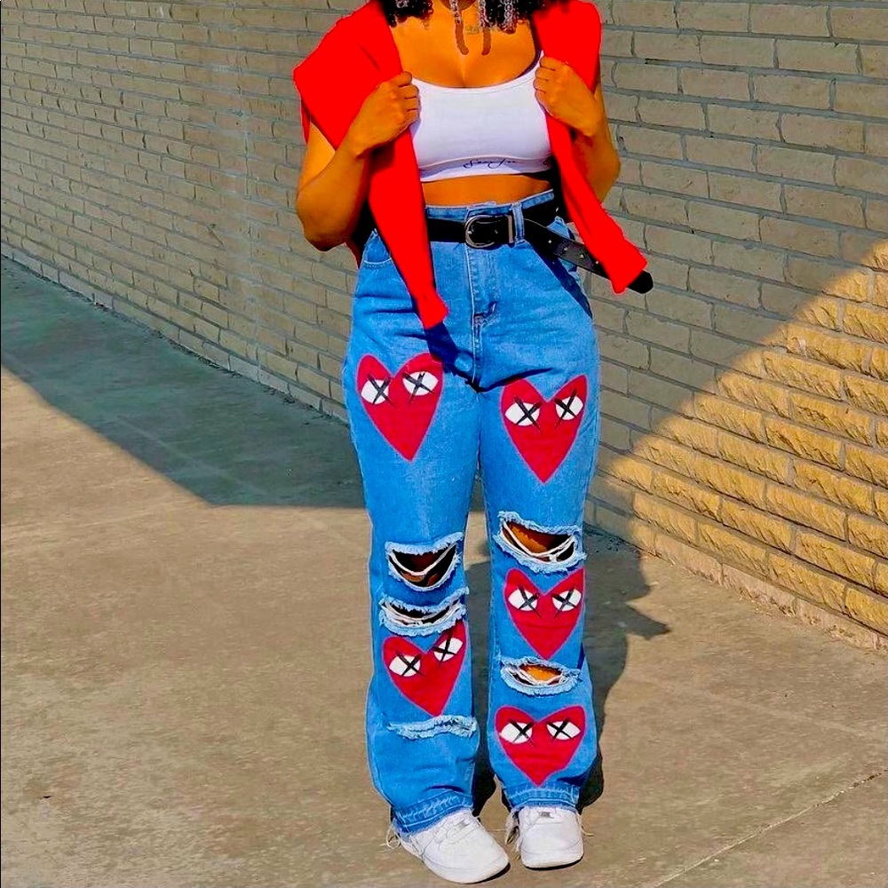 Heart denim jeans